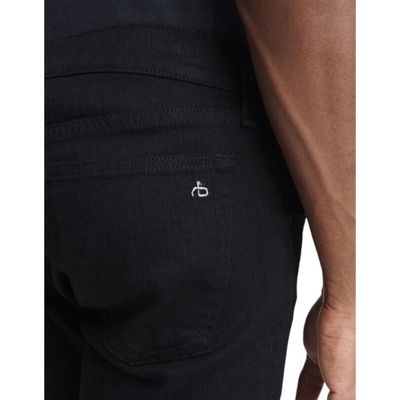 Rag & Bone Jeans Men's Size 30x33 Fit 2 Slim Leg Straight Button Fly Black Denim - Picture 11 of 11